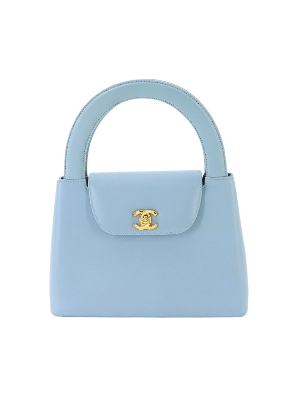 Chanel Kelly Hand Bag Lambskin Light Blue Gold Bag
